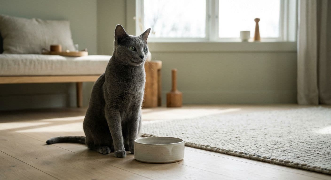 Kissa nuolemassa turkkiaan ikkunalaudalla, taustalla pehmeästi sumentunut kotiympäristö