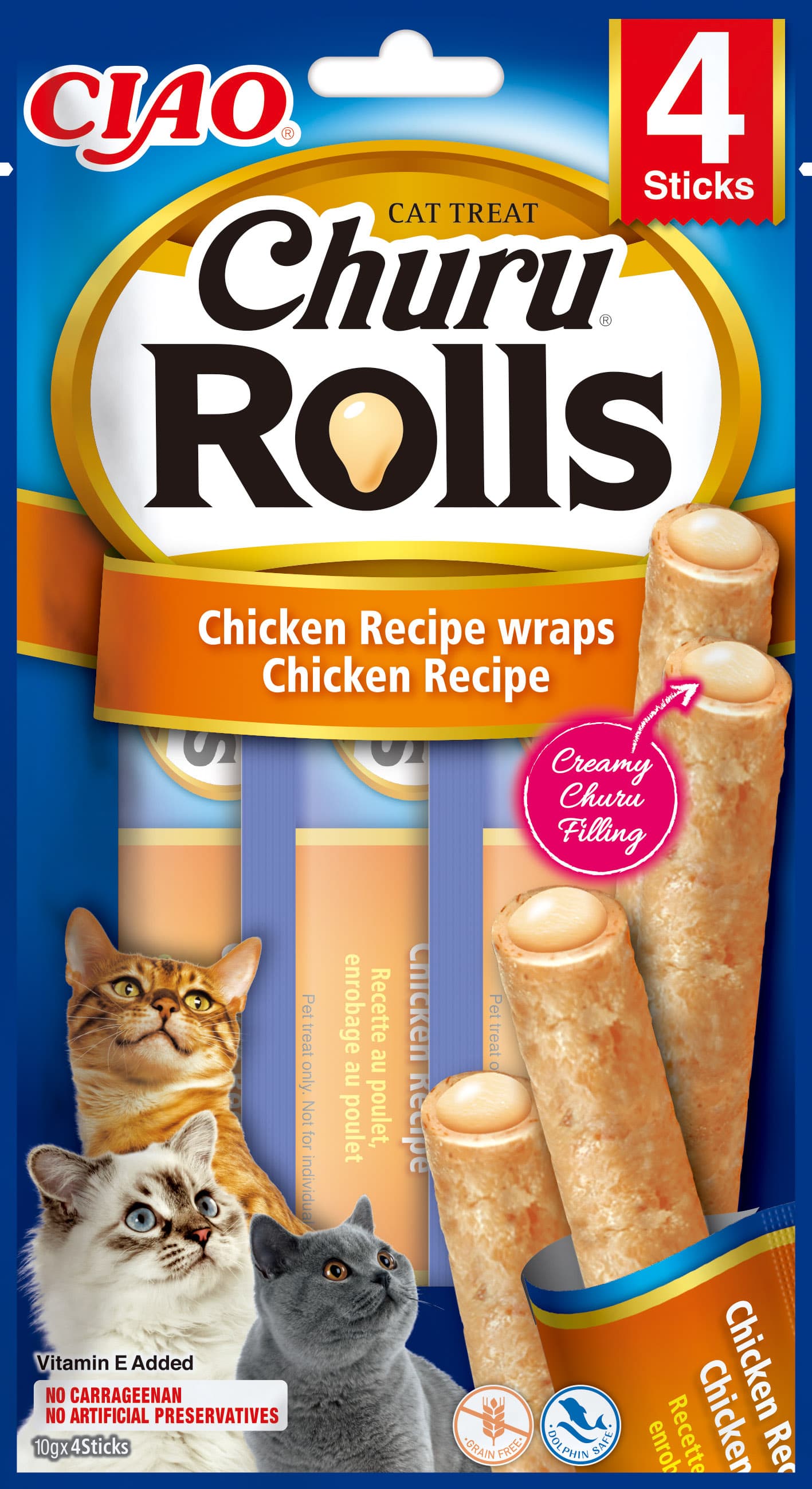 Cat Rolls Chicken wraps 4x10g
